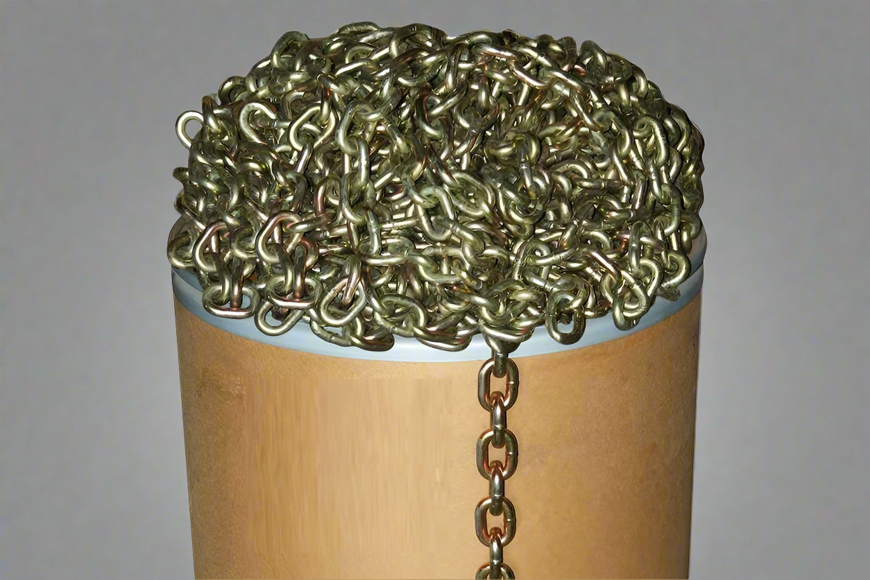 Bulk Grade 70 Transport Chain Barrels – DOT Stamped 5/16, 3/8, and 1/2 Inch Sizes for Towing and Rigging
