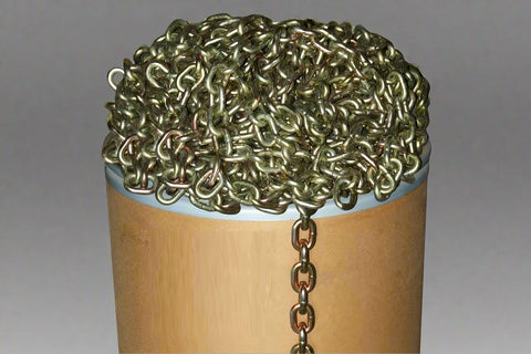 Bulk Grade 70 Transport Chain Barrels – DOT Stamped 5/16, 3/8, and 1/2 Inch Sizes for Towing and Rigging