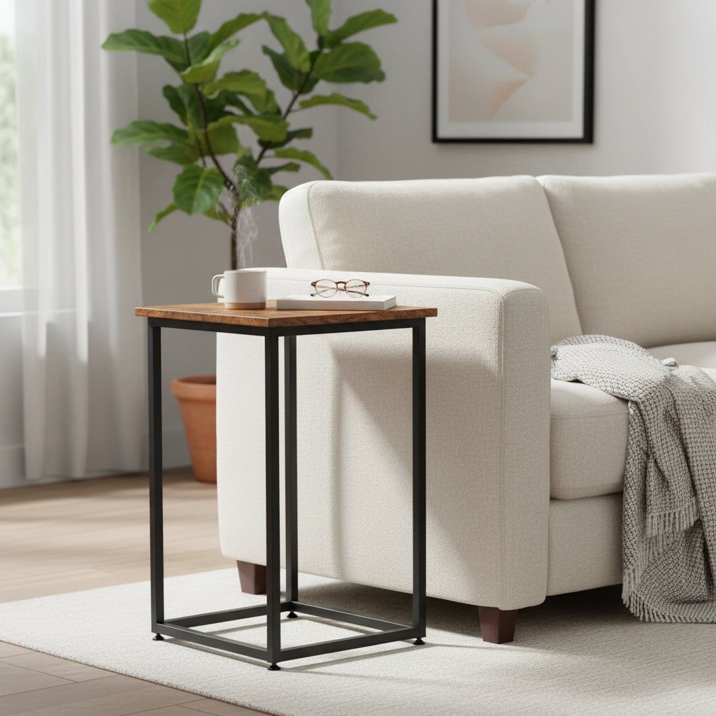 New C - Frame Metal End Table – Sofa - Side Table with Wood Top TLET2504 - with | Sold by Uncle Wiener's Wholesale