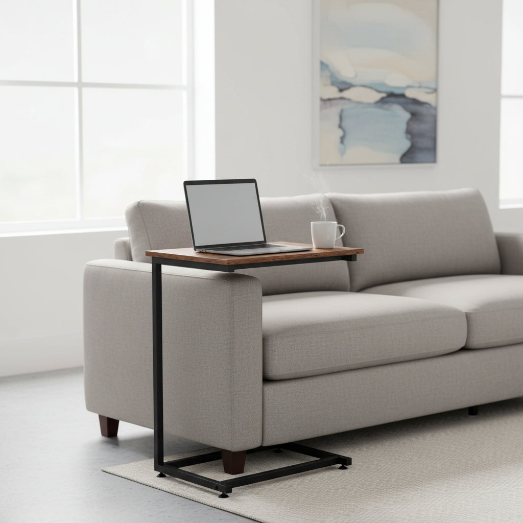 New C - Frame Metal End Table – Sofa - Side Table with Wood Top TLET2504 - with | Sold by Uncle Wiener's Wholesale