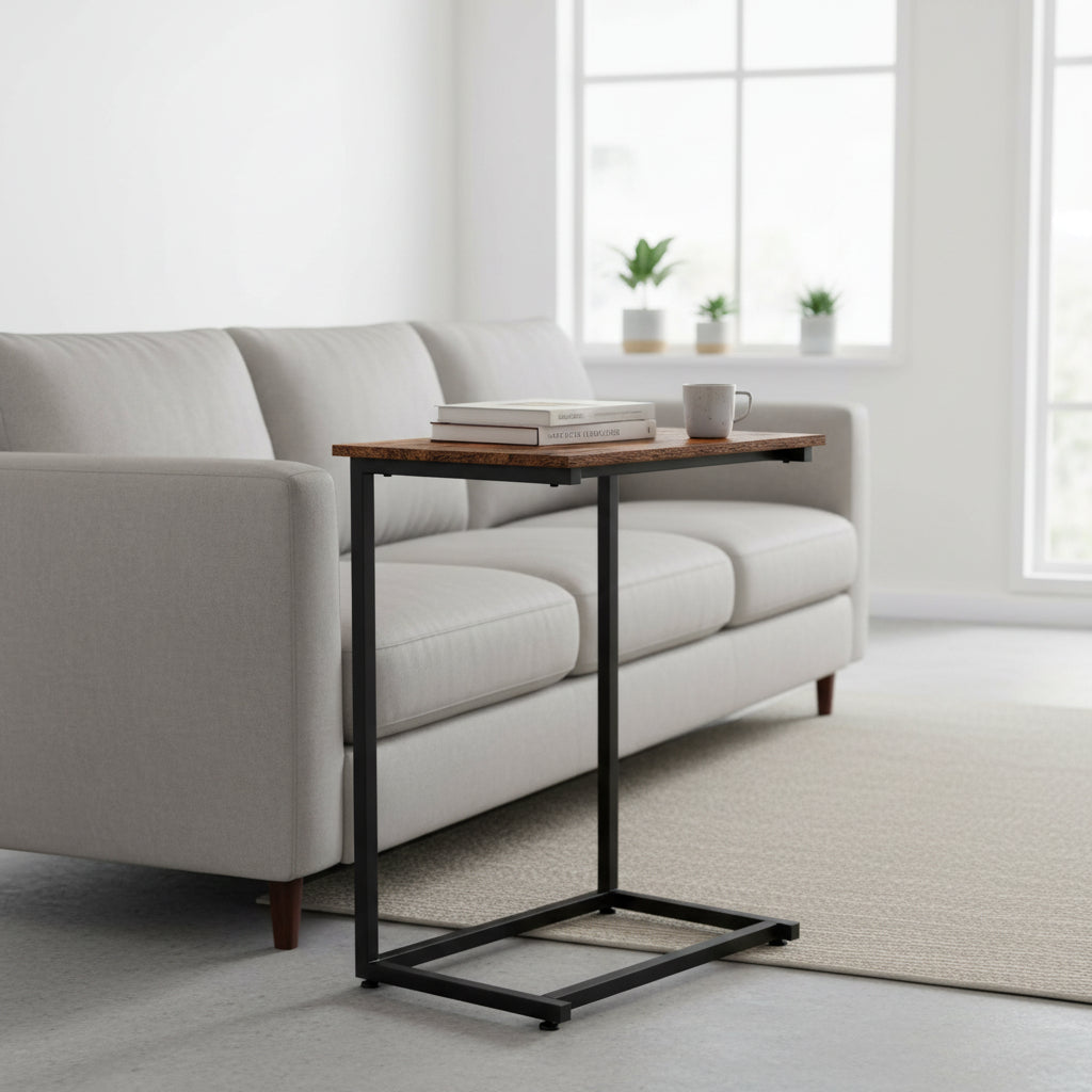 New C - Frame Metal End Table – Sofa - Side Table with Wood Top TLET2504 - with | Sold by Uncle Wiener's Wholesale