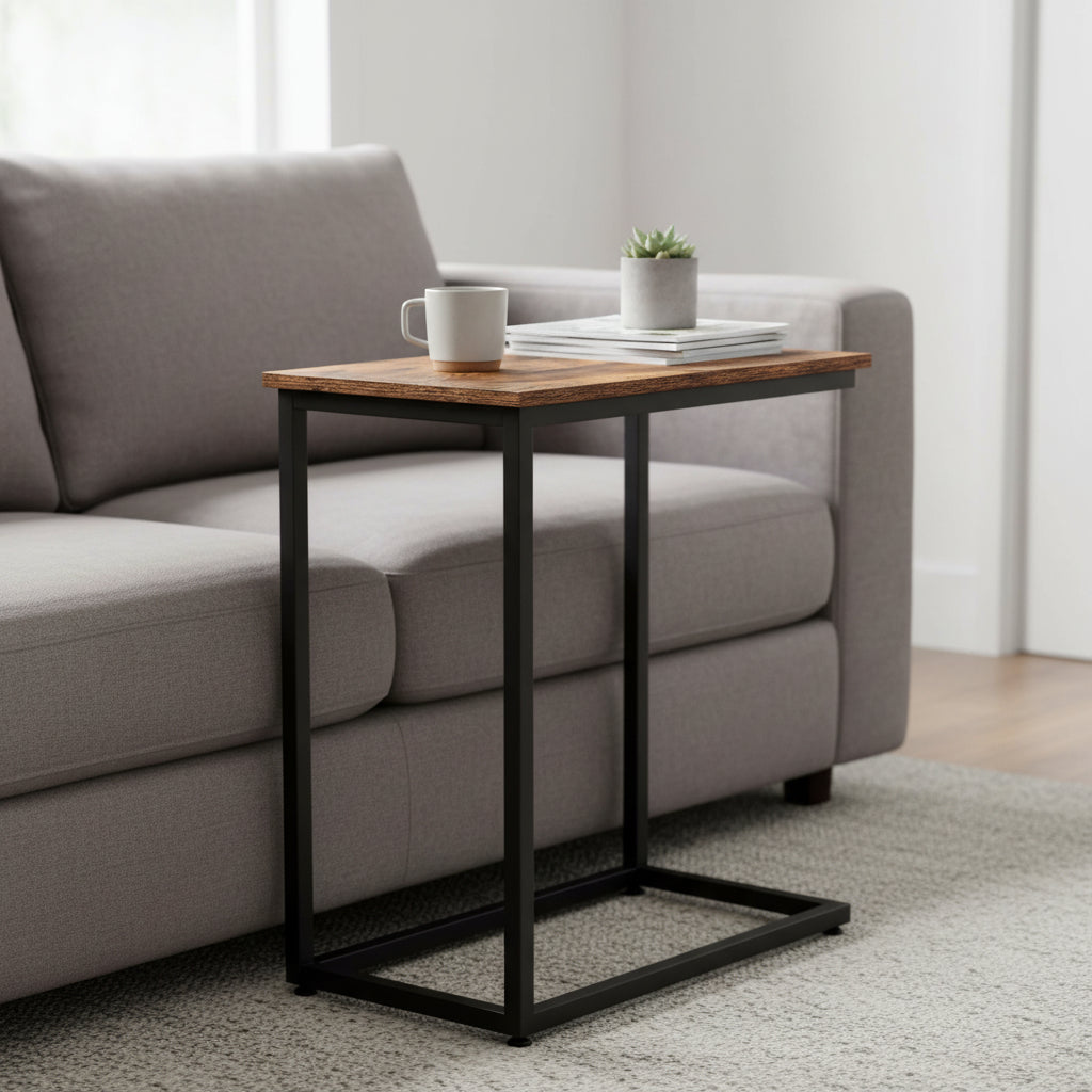 New C - Frame Metal End Table – Sofa - Side Table with Wood Top TLET2504 - with | Sold by Uncle Wiener's Wholesale