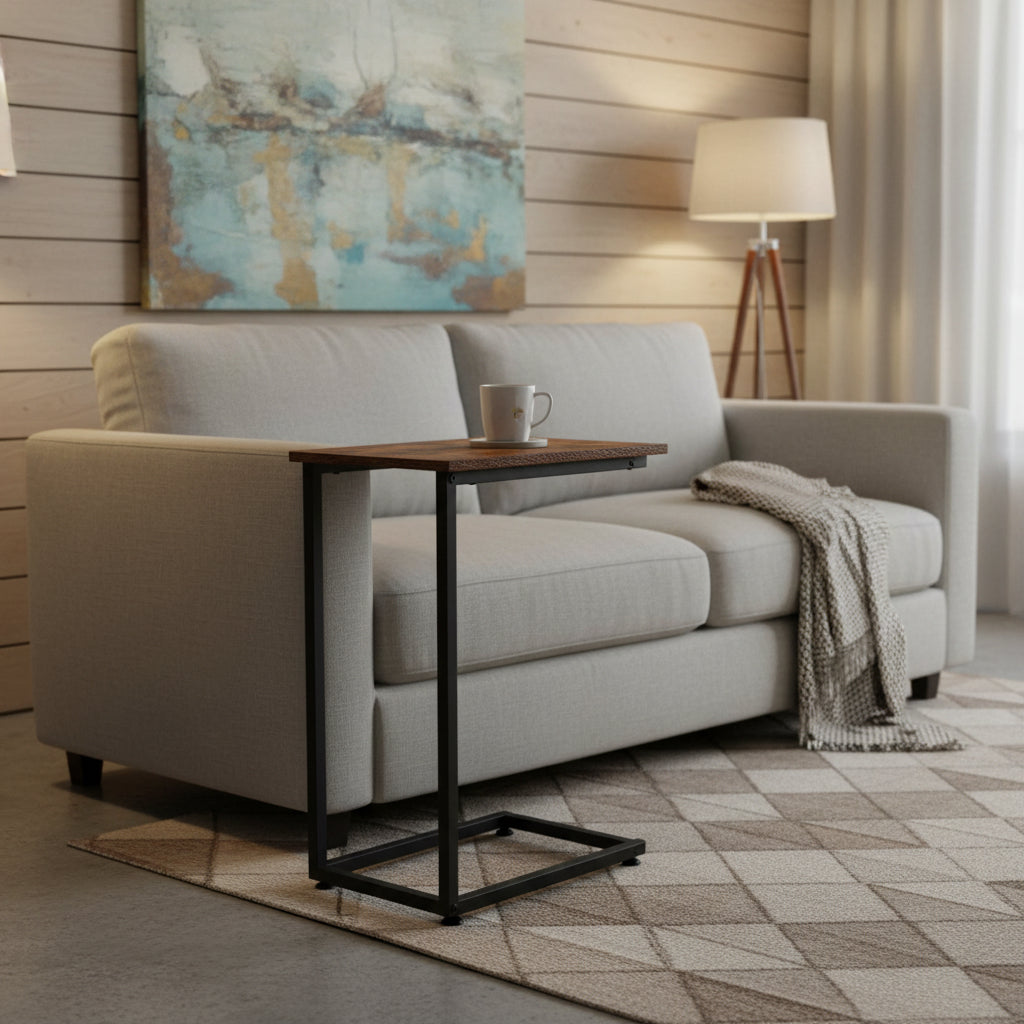 New C - Frame Metal End Table – Sofa - Side Table with Wood Top TLET2504 - with | Sold by Uncle Wiener's Wholesale