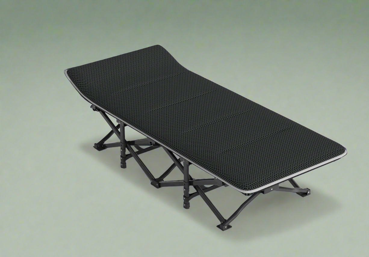Camping Cot with Mesh Mat and Steel Frame – Foldable Outdoor Sleeping Bed with Carry Bag – 200KG Capacity – Open Box