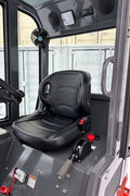 CanLift EREL10 electric wheel loader side view
Red electric wheel loader lifting materials
Bobcat-style quick hitch on CanLift loader
72V battery electric loader in warehouse
Heavy-duty compact loader with bucket attachment