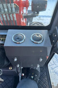 CanLift Mini Wheel Loader with Kubota D1703 engine, orange color – front view
Side view of CanLift compact loader with closed cabin and bucket raised
CanLift mini loader in operation – orange machine on construction site