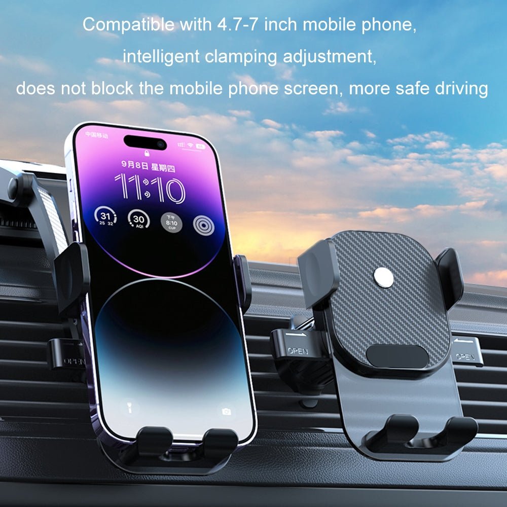 "Gravity Auto-Lock Car Phone Holder Mounted on Dashboard"

"360 Degree Adjustable Car Phone Mount for iPhone and Android"

"Dual Mount Car Phone Holder for Dashboard and Air Vent"

"Universal Gravity Car Phone Holder with Anti-Slip Base"

"Car Dashboard Phone Mount with 360 Rotation and Auto-Lock"