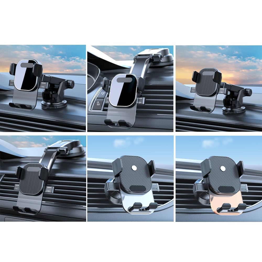 "Gravity Auto-Lock Car Phone Holder Mounted on Dashboard"

"360 Degree Adjustable Car Phone Mount for iPhone and Android"

"Dual Mount Car Phone Holder for Dashboard and Air Vent"

"Universal Gravity Car Phone Holder with Anti-Slip Base"

"Car Dashboard Phone Mount with 360 Rotation and Auto-Lock"