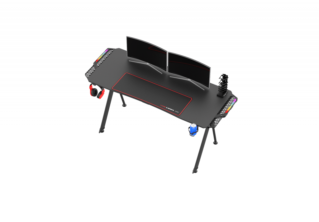 New Carbon Fiber RGB LED Gaming Desk – Ergonomic Computer Table with Light Effects for Gamers V21460 - with | Sold by Uncle Wiener's Wholesale