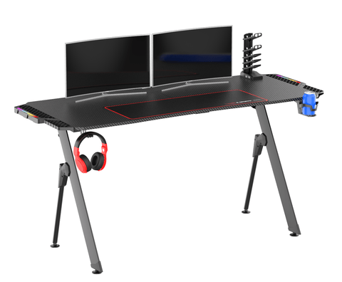 New Carbon Fiber RGB LED Gaming Desk – Ergonomic Computer Table with Light Effects for Gamers V21460 - with | Sold by Uncle Wiener's Wholesale