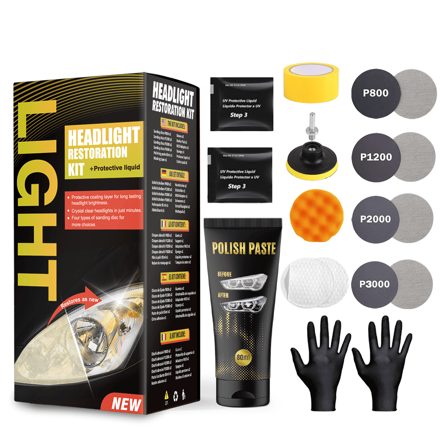 New CarLight Headlight Restoration Kit ��� Full Polishing & UV Protection System ��� 2505215C - with | Sold by Uncle Wiener