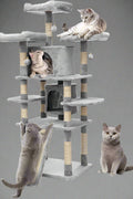 67-inch tall multi-level cat tree tower in gray

Cat tree with ladder, scratching posts, and top perches

Indoor cat condo tower for multiple cats