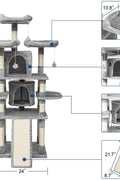 67-inch tall multi-level cat tree tower in gray

Cat tree with ladder, scratching posts, and top perches

Indoor cat condo tower for multiple cats