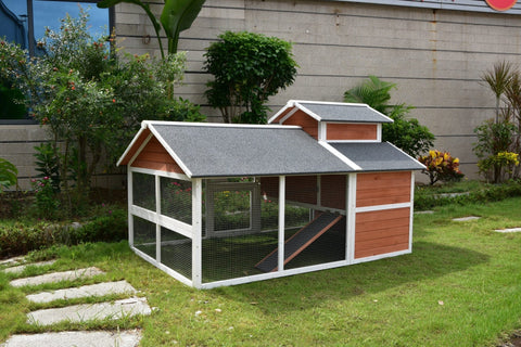 Backyard rabbit hutch and chicken shelter with secure fencing and stylish design