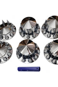 New Chrome Axle Cover Kit with Spiked 33mm Thread - On Nut Covers – Fits 22.5", 24.5" Semi Truck Wheels P250524 - with | Sold by Uncle Wiener's Wholesale