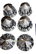 New Chrome Axle Cover Kit with Spiked 33mm Thread - On Nut Covers – Fits 22.5", 24.5" Semi Truck Wheels P250524 - with | Sold by Uncle Wiener's Wholesale