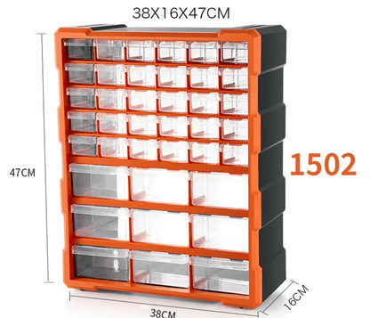 Clear drawer plastic tool box organizer with orange frame
Stackable parts storage bin for screws and fittings
Modular tool organizer with clear drawers and secure latch
Craft and DIY parts storage bin with removable dividers
Connectable plastic drawer organizer for hardware and beads