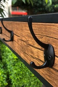 Entryway coat rack with shoe bench and storage shelf – rustic finish
5-tier freestanding organizer with hooks, bench, and metal frame