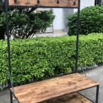 Entryway coat rack with shoe bench and storage shelf – rustic finish
5-tier freestanding organizer with hooks, bench, and metal frame