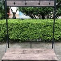 Entryway coat rack with shoe bench and storage shelf – rustic finish
5-tier freestanding organizer with hooks, bench, and metal frame
