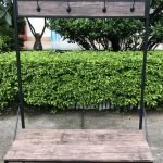 Entryway coat rack with shoe bench and storage shelf – rustic finish
5-tier freestanding organizer with hooks, bench, and metal frame