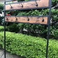 Entryway coat rack with shoe bench and storage shelf – rustic finish
5-tier freestanding organizer with hooks, bench, and metal frame