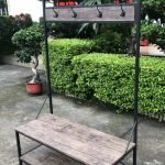Entryway coat rack with shoe bench and storage shelf – rustic finish
5-tier freestanding organizer with hooks, bench, and metal frame