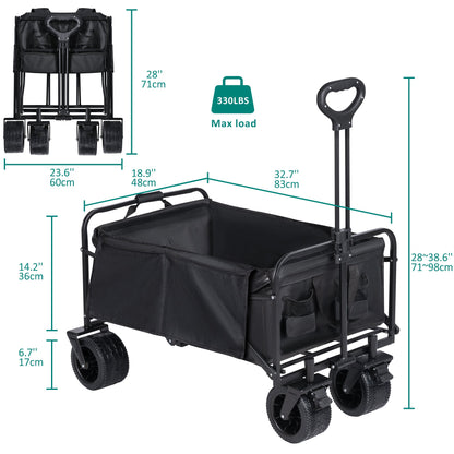 New Collapsible Folding Beach Wagon Cart – Heavy Duty 500 lbs Capacity, 10" All - Terrain Wheels, Adjustable Handle - with | Sold by Uncle Wiener's Wholesale