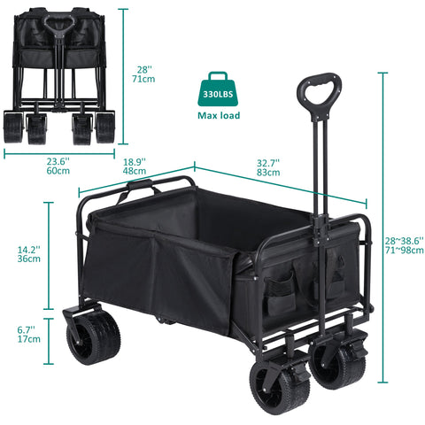 New Collapsible Folding Beach Wagon Cart – Heavy Duty 500 lbs Capacity, 10" All - Terrain Wheels, Adjustable Handle - with | Sold by Uncle Wiener's Wholesale