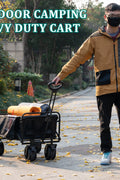 New Collapsible Folding Beach Wagon Cart – Heavy Duty 500 lbs Capacity, 10" All - Terrain Wheels, Adjustable Handle - with | Sold by Uncle Wiener's Wholesale