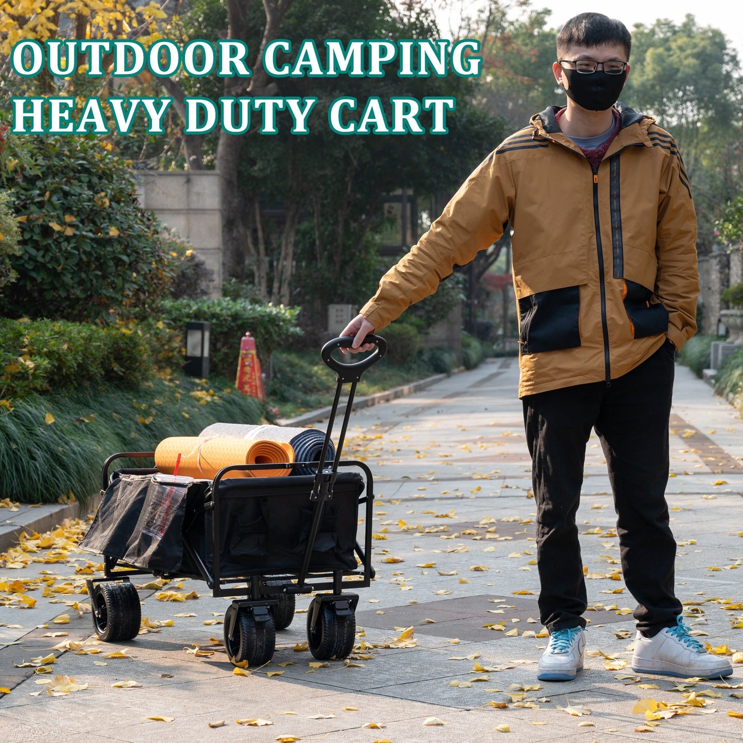 New Collapsible Folding Beach Wagon Cart – Heavy Duty 500 lbs Capacity, 10" All - Terrain Wheels, Adjustable Handle - with | Sold by Uncle Wiener's Wholesale