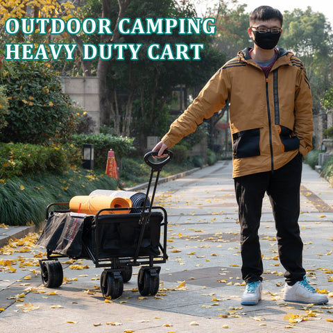 New Collapsible Folding Beach Wagon Cart – Heavy Duty 500 lbs Capacity, 10" All - Terrain Wheels, Adjustable Handle - with | Sold by Uncle Wiener's Wholesale