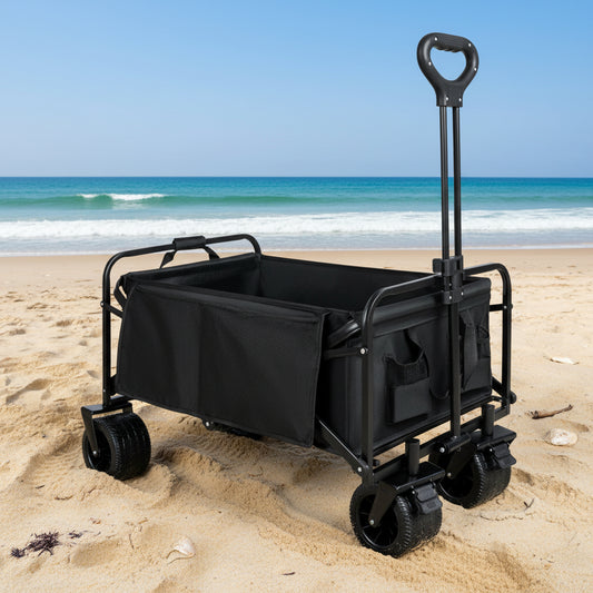 New Collapsible Folding Beach Wagon Cart – Heavy Duty 500 lbs Capacity, 10" All - Terrain Wheels, Adjustable Handle - with | Sold by Uncle Wiener's Wholesale