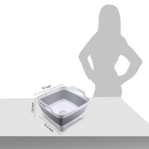 Collapsible pop-up sink basin with integrated drain and carry handle – BPA-free utility tub for camping and kitchen use