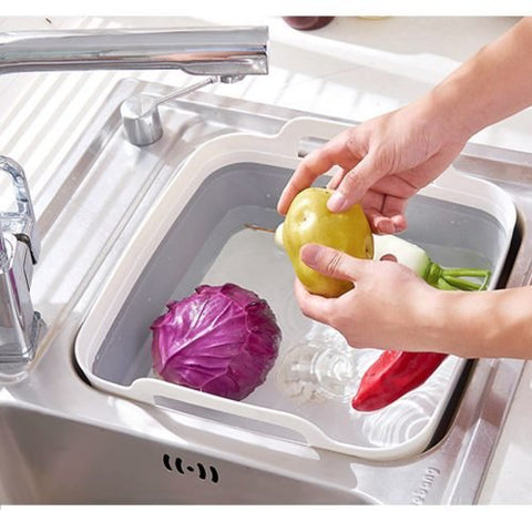 Collapsible pop-up sink basin with integrated drain and carry handle – BPA-free utility tub for camping and kitchen use