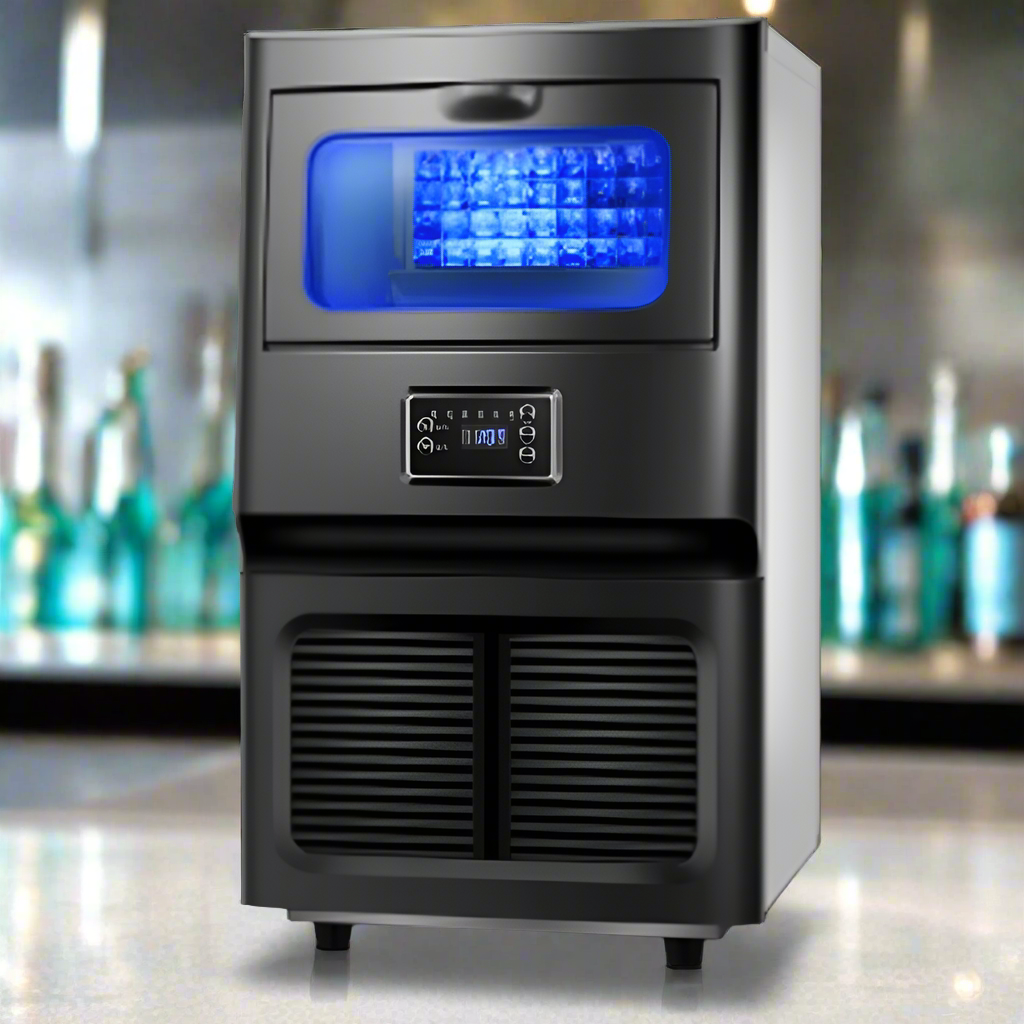 Commercial Ice Maker with LCD Display for Restaurant Use
High-Capacity Ice Cube Machine Producing 66 LBS per Day
Crystal-Clear Ice Cubes from Commercial Ice Maker
Front View of Clear Ice Maker Machine for Bars
Stainless Steel Ice Machine for Café or Restaurant Use