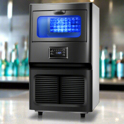 Commercial Ice Maker with LCD Display for Restaurant Use
High-Capacity Ice Cube Machine Producing 66 LBS per Day
Crystal-Clear Ice Cubes from Commercial Ice Maker
Front View of Clear Ice Maker Machine for Bars
Stainless Steel Ice Machine for Café or Restaurant Use