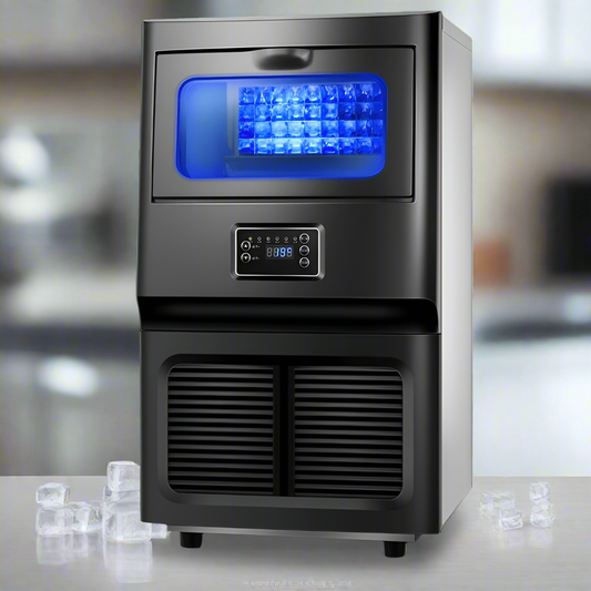 Commercial Ice Maker with LCD Display for Restaurant Use
High-Capacity Ice Cube Machine Producing 66 LBS per Day
Crystal-Clear Ice Cubes from Commercial Ice Maker
Front View of Clear Ice Maker Machine for Bars
Stainless Steel Ice Machine for Café or Restaurant Use