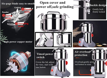 New Commercial Electric Grain Mill Grinder 300g Swing Type – Heavy Duty, Efficient Grinding HR06B - with | Sold by Uncle Wiener's Wholesale