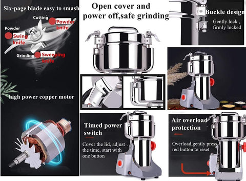 New Commercial Electric Grain Mill Grinder 300g Swing Type – Heavy Duty, Efficient Grinding HR06B - with | Sold by Uncle Wiener's Wholesale