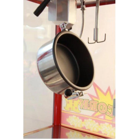 Red 8oz Commercial Popcorn Cart – Front Angle

Stainless Steel Kettle Inside Popcorn Cart – Close-Up

Popcorn Machine Glass Enclosure – Side View

Popcorn Maker with Storage Cart – Event Setup