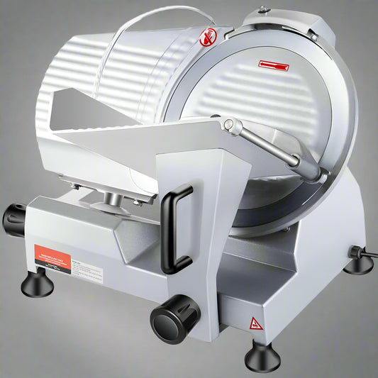 10-inch commercial stainless steel meat slicer with built-in sharpener