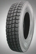 Heavy-duty radial semi-truck tire close-up