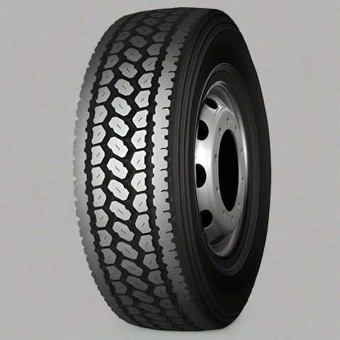 Zwart truck tire with deep tread for long haul