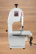 750W Commercial Stainless Steel Meat & Bone Saw – Front View
Cutting pork and ribs with BR0741 Meat Saw
Adjustable cutting thickness workbench with measurement scale
Stainless blade and food-safe housing details