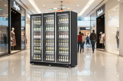 New Commercial Upright Display Cooler – Single to Four Door (14.13 to 56.50 cu ft) - with 42.38 cu ft | Sold by Uncle Wiener's Wholesale