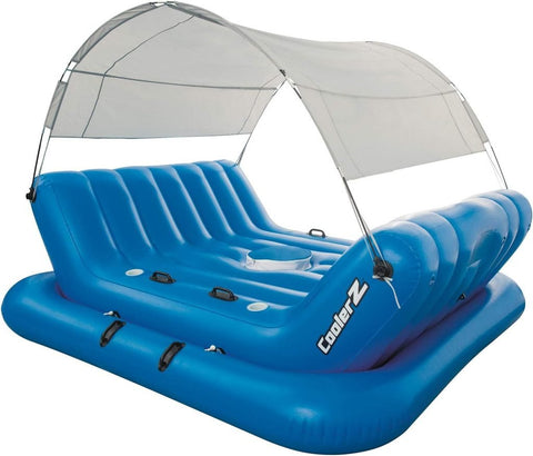 New Cooler Z Rock N Shade Island Inflatable Water Toy – Floating Lounge with Built - In Cooler & Canopy 43134 - with | Sold by Uncle Wiener's Wholesale