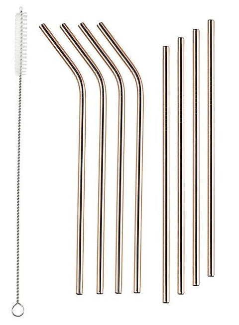 NEW Copper Drinking Straws – Reusable Stainless Steel Set with Cleaning Brush (624DSR) - with | Sold by Uncle Wiener's Wholesale