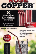 NEW Copper Drinking Straws – Reusable Stainless Steel Set with Cleaning Brush (624DSR) - with | Sold by Uncle Wiener's Wholesale