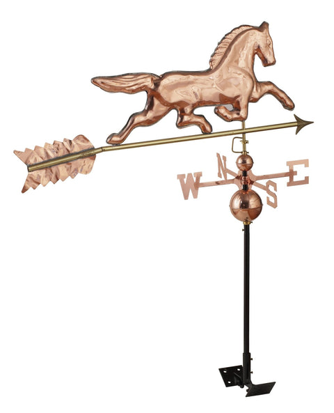 NEW Copper Weathervane Horse & Roof Mount WV925 – Polished 3D Outdoor Weather Vane - with | Sold by Uncle Wiener's Wholesale